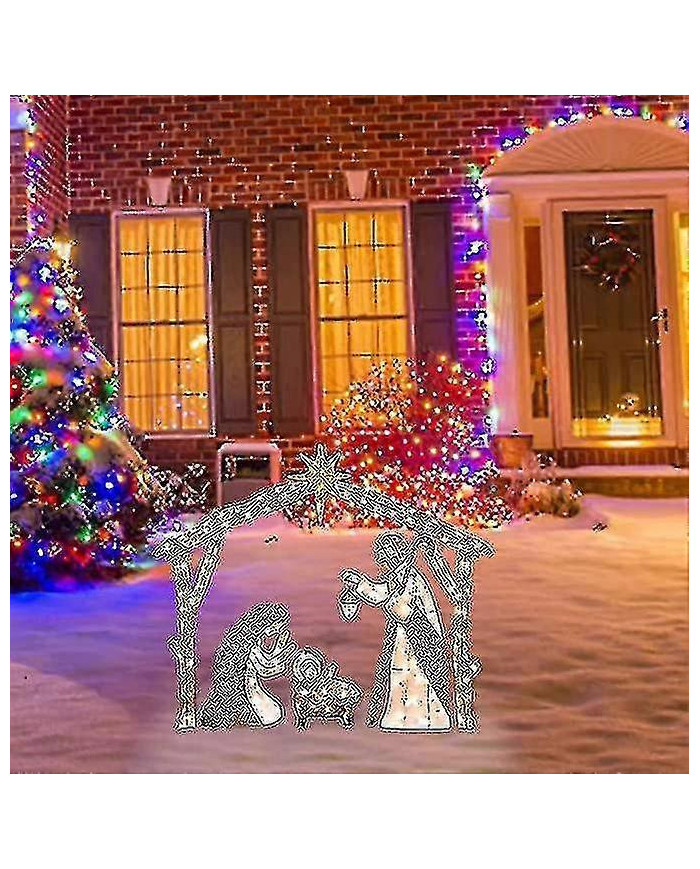 Kongque - Crèche extérieure éclairée, décoration de cour de Noël Sainte Famille, ensembles de nativité pour Noël [...]