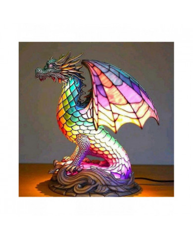 Lampe de table Animal Vitrail Vitrail Veilleuse Rétro Lampes de bureau Cadeau de Noël Chaud