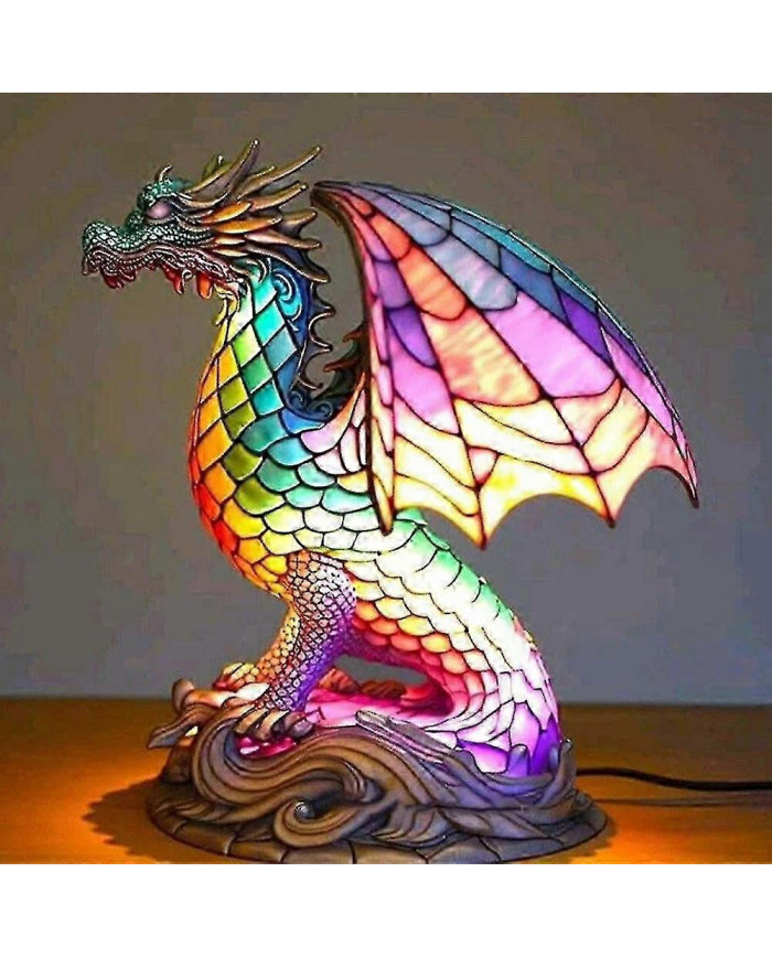 Lampe de table Animal Vitrail Vitrail Veilleuse Rétro Lampes de bureau Cadeau de Noël Chaud