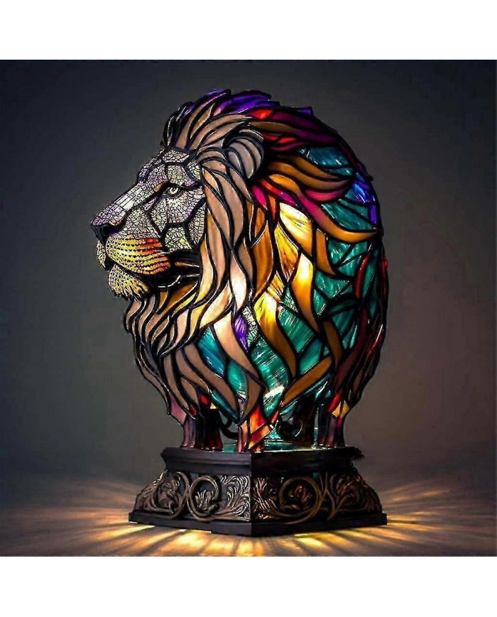 Lampe de table Animal Vitrail Vitrail Veilleuse Rétro Lampes de bureau Cadeau de Noël Chaud