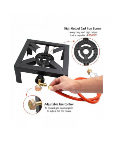 8kw Gas Boiling Anneau Fonte Brûleur Grand GPL Poêle Cuisinière extérieure Cadre en fer Poêle portable de contrôle [...]