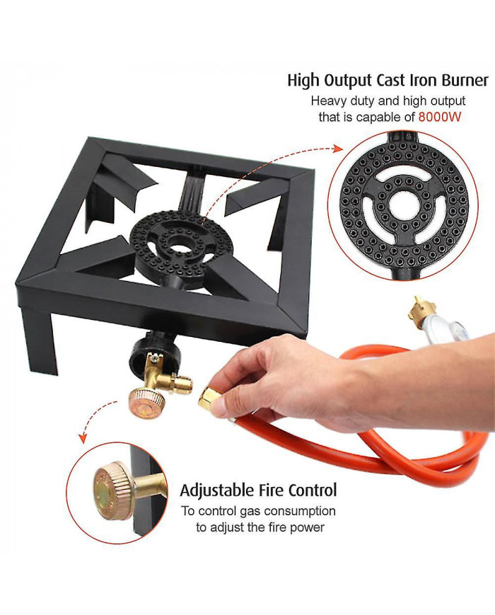8kw Gas Boiling Anneau Fonte Brûleur Grand GPL Poêle Cuisinière extérieure Cadre en fer Poêle portable de contrôle [...]