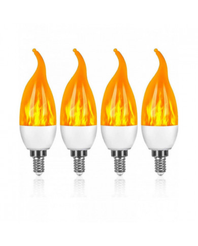 4 Pack 3w E14 Led Ampoule Effet De Flamme Ampoule Avec 3 Modes d’Éclairage Ampoule Décorative