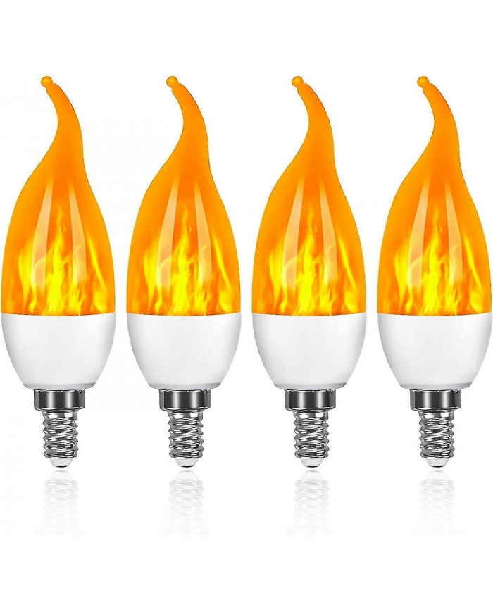4 Pack 3w E14 Led Ampoule Effet De Flamme Ampoule Avec 3 Modes d’Éclairage Ampoule Décorative