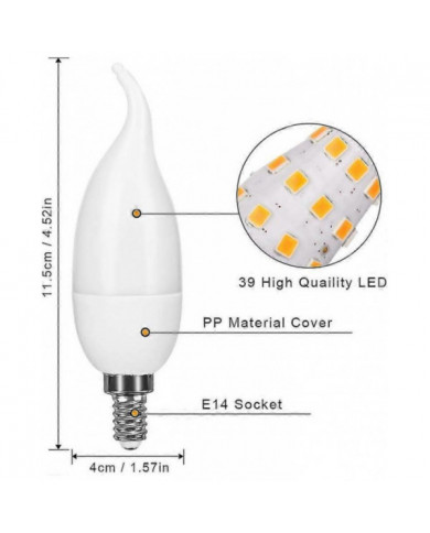 4 Pack 3w E14 Led Ampoule Effet De Flamme Ampoule Avec 3 Modes d’Éclairage Ampoule Décorative