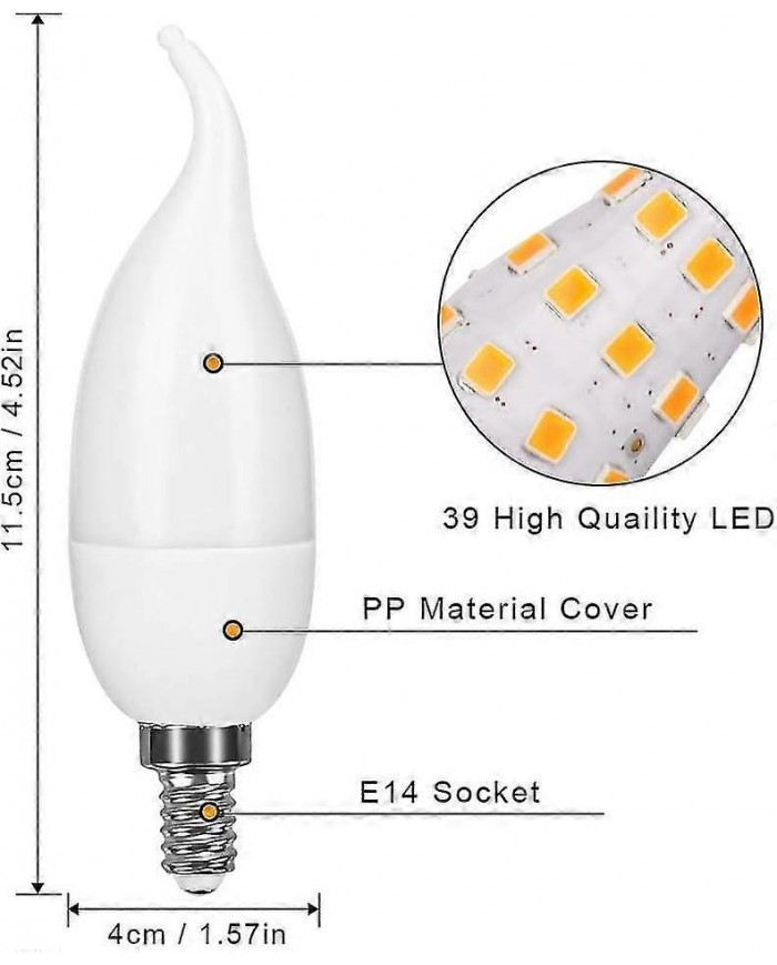 4 Pack 3w E14 Led Ampoule Effet De Flamme Ampoule Avec 3 Modes d’Éclairage Ampoule Décorative