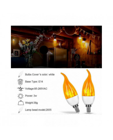 4 Pack 3w E14 Led Ampoule Effet De Flamme Ampoule Avec 3 Modes d’Éclairage Ampoule Décorative