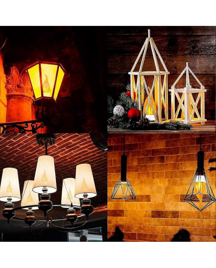 4 Pack 3w E14 Led Ampoule Effet De Flamme Ampoule Avec 3 Modes d’Éclairage Ampoule Décorative