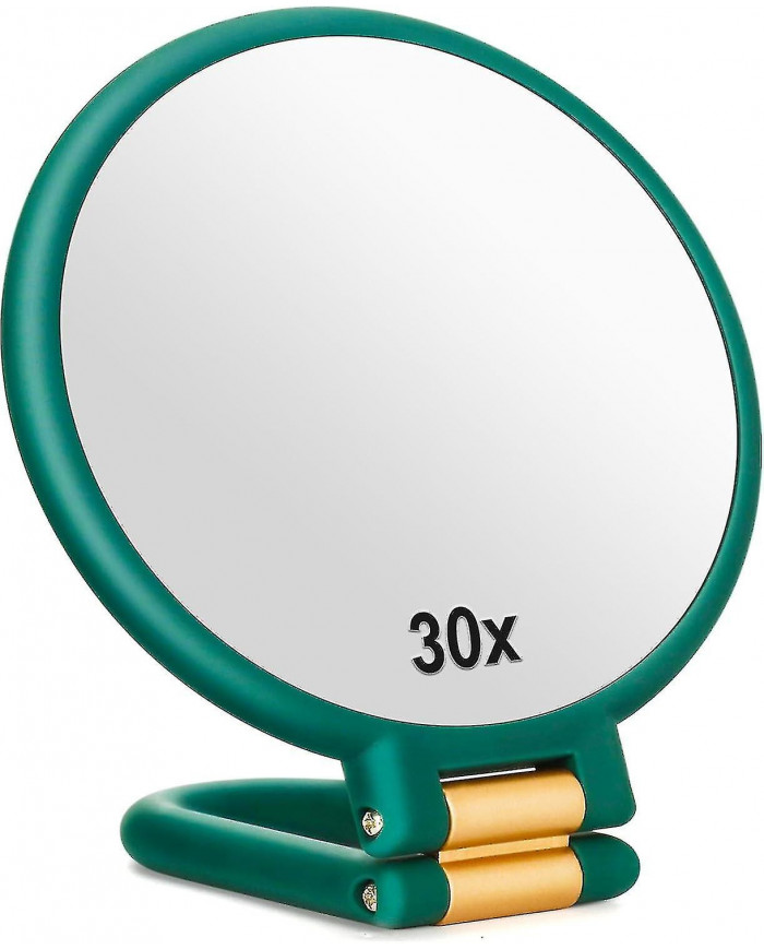30x Miroir grossissant Miroirs de voyage avec poignée - Miroir à main double face avec aimant 1X 30X