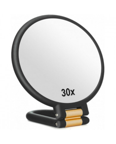 30x Miroir grossissant Miroirs de voyage avec poignée - Miroir à main double face avec aimant 1X 30X
