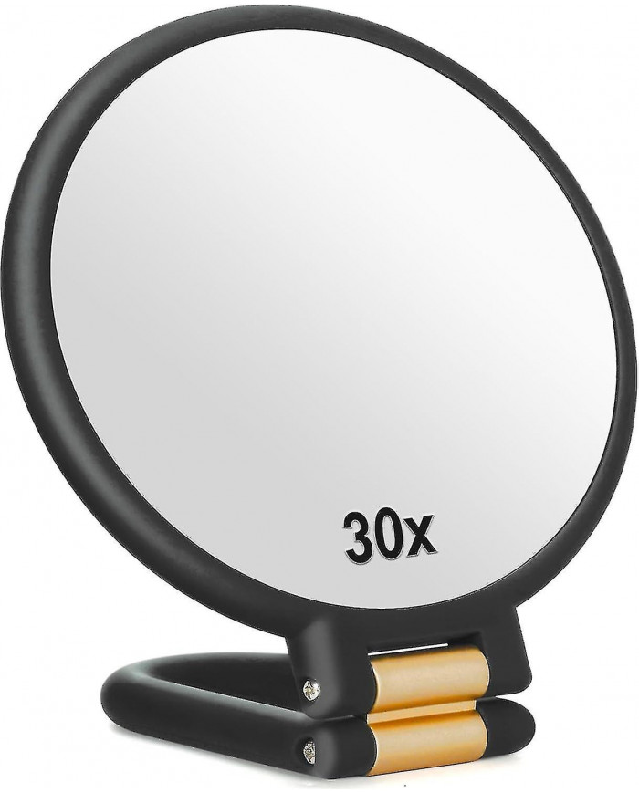 30x Miroir grossissant Miroirs de voyage avec poignée - Miroir à main double face avec aimant 1X 30X