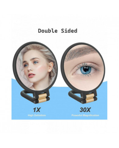 30x Miroir grossissant Miroirs de voyage avec poignée - Miroir à main double face avec aimant 1X 30X