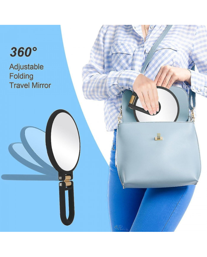 30x Miroir grossissant Miroirs de voyage avec poignée - Miroir à main double face avec aimant 1X 30X