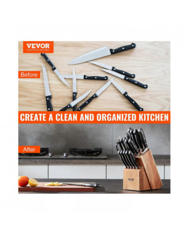 Bloc de rangement de couteaux 15 fentes, support de porte-couteaux multifonctionnel pour un rangement facile dans [...]