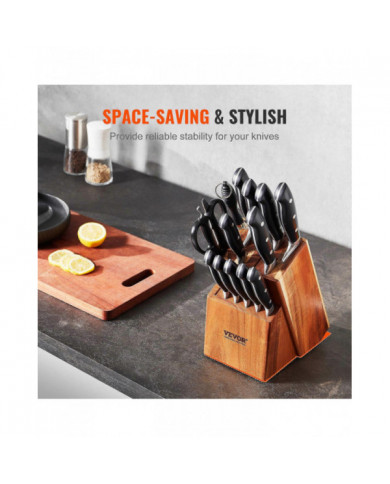 Bloc de rangement de couteaux 15 fentes, support de porte-couteaux multifonctionnel pour un rangement facile dans [...]
