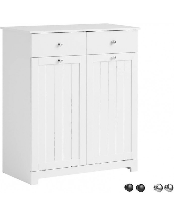SoBuy Armoire à linge 2 tiroirs 2 portes avec 2 paniers à linge amovibles, BZR33-W