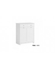 SoBuy Armoire à linge 2 tiroirs 2 portes avec 2 paniers à linge amovibles, BZR33-W