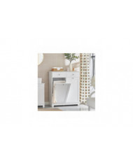 SoBuy Armoire à linge 2 tiroirs 2 portes avec 2 paniers à linge amovibles, BZR33-W