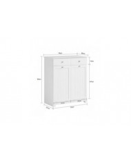 SoBuy Armoire à linge 2 tiroirs 2 portes avec 2 paniers à linge amovibles, BZR33-W