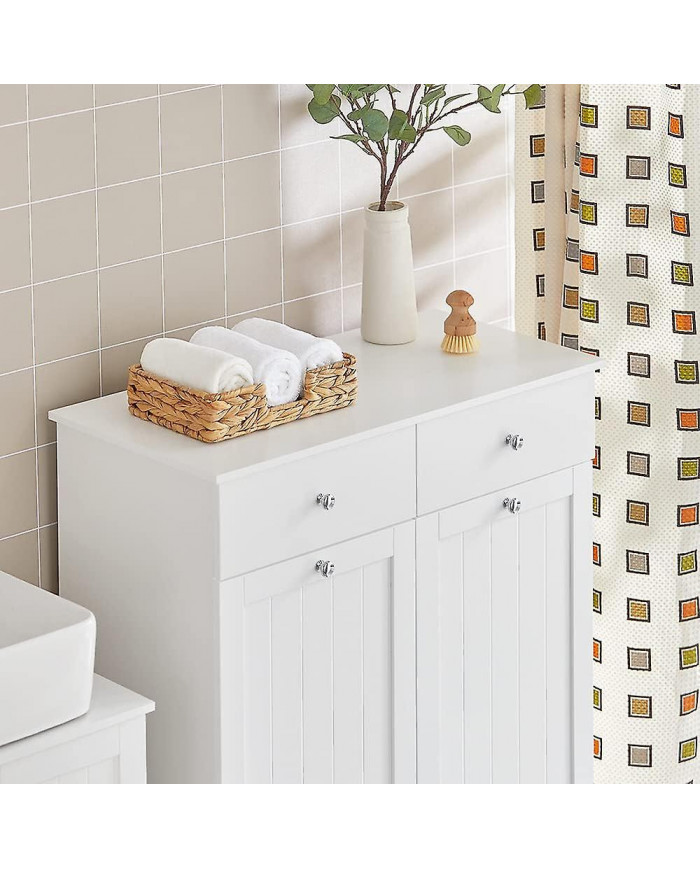 SoBuy Armoire à linge 2 tiroirs 2 portes avec 2 paniers à linge amovibles, BZR33-W