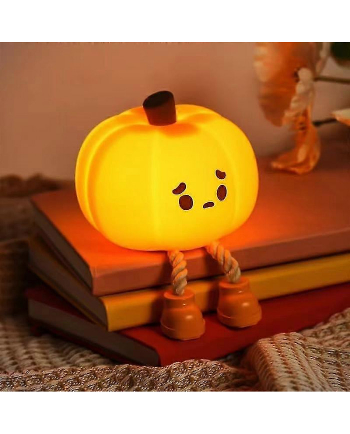 Pumpkin Night Light - Cute Led Pumpkin Lantern,children's Silicone Dimmable Toddler Night Light,rechargeable [...]