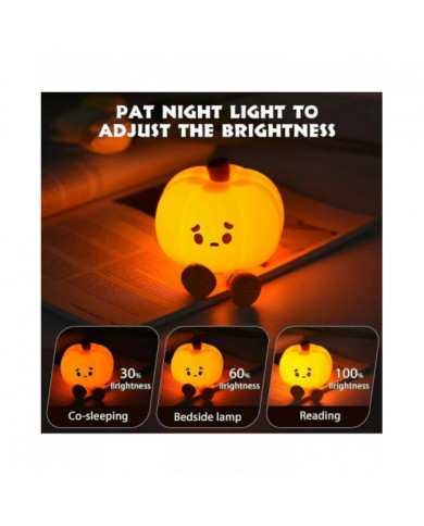 Pumpkin Night Light - Cute Led Pumpkin Lantern,children's Silicone Dimmable Toddler Night Light,rechargeable [...]