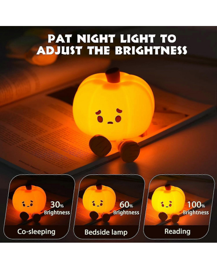 Pumpkin Night Light - Cute Led Pumpkin Lantern,children's Silicone Dimmable Toddler Night Light,rechargeable [...]