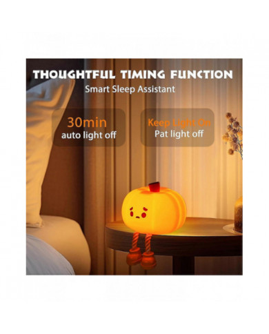 Pumpkin Night Light - Cute Led Pumpkin Lantern,children's Silicone Dimmable Toddler Night Light,rechargeable [...]