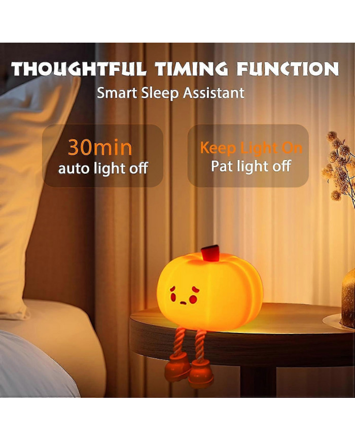 Pumpkin Night Light - Cute Led Pumpkin Lantern,children's Silicone Dimmable Toddler Night Light,rechargeable [...]