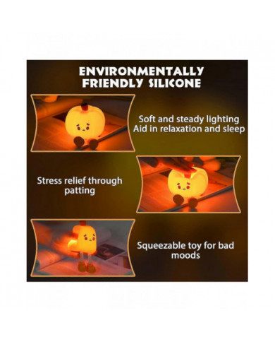 Pumpkin Night Light - Cute Led Pumpkin Lantern,children's Silicone Dimmable Toddler Night Light,rechargeable [...]
