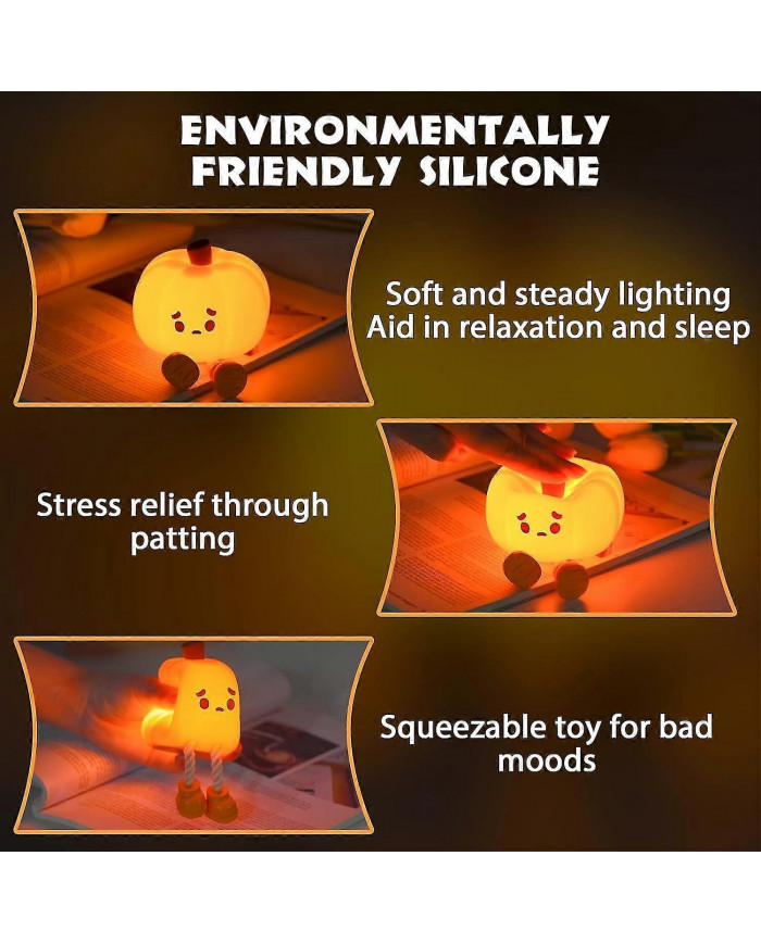 Pumpkin Night Light - Cute Led Pumpkin Lantern,children's Silicone Dimmable Toddler Night Light,rechargeable [...]