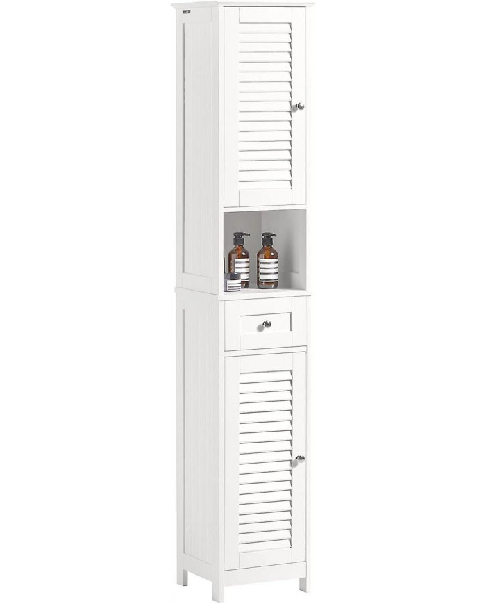 SoBuy FRG236-W, White Free Standing Tallboy Salle de bains Armoire de rangement