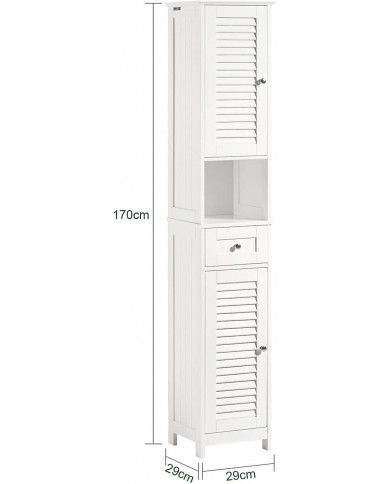 SoBuy FRG236-W, White Free Standing Tallboy Salle de bains Armoire de rangement
