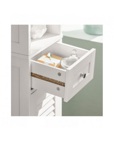 SoBuy FRG236-W, White Free Standing Tallboy Salle de bains Armoire de rangement