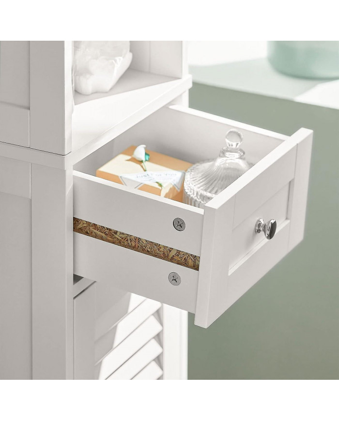 SoBuy FRG236-W, White Free Standing Tallboy Salle de bains Armoire de rangement