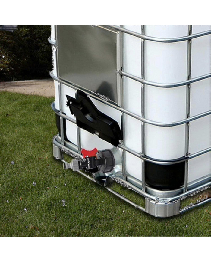 Réservoir d’eau IBC de 1000 litres avec vanne adaptateur S60x6 et 3/4-yvan (robinet uniquement)