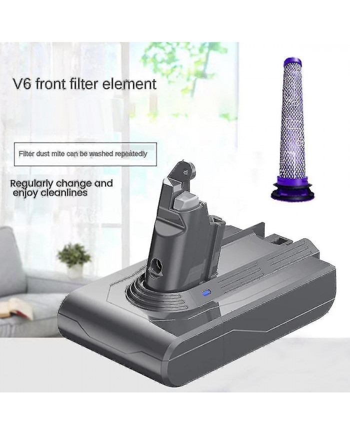 21.6v Remplacer V6 Dc62 Batterie + préfiltre Compatible V6 Sv04 Sv03 Dc58 Dc59 Dc61 Dc74 Animal Dc72 Series Vacuum-d