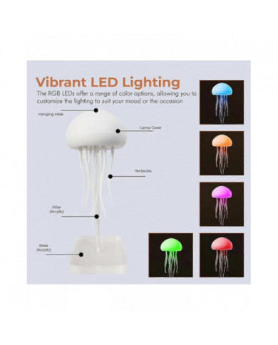 Veilleuse méduse méduse à commande vocale - Lampe d’ambiance dégradée de 72 couleurs avec effet flottant pour la [...]