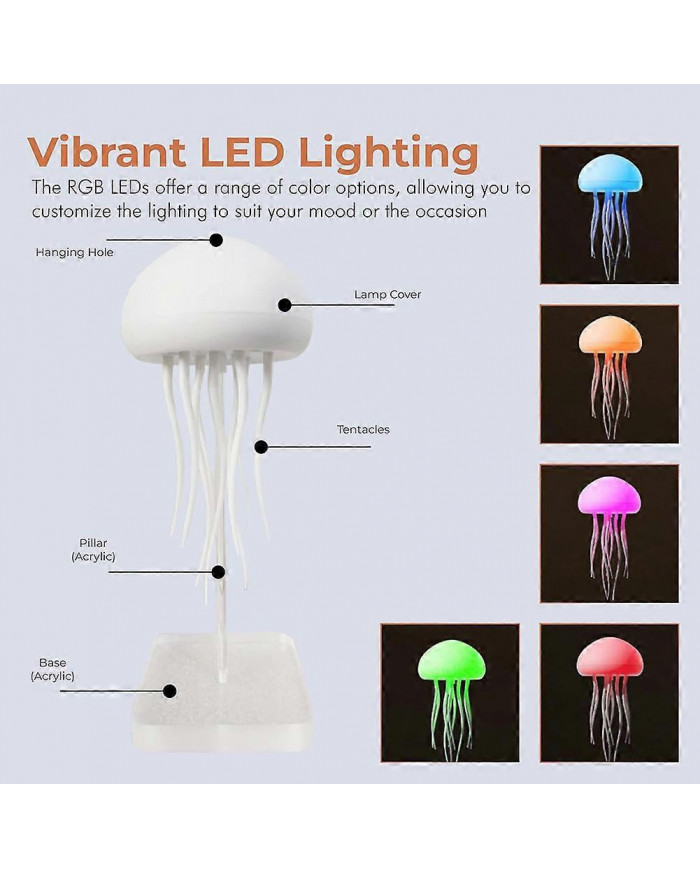 Veilleuse méduse méduse à commande vocale - Lampe d’ambiance dégradée de 72 couleurs avec effet flottant pour la [...]