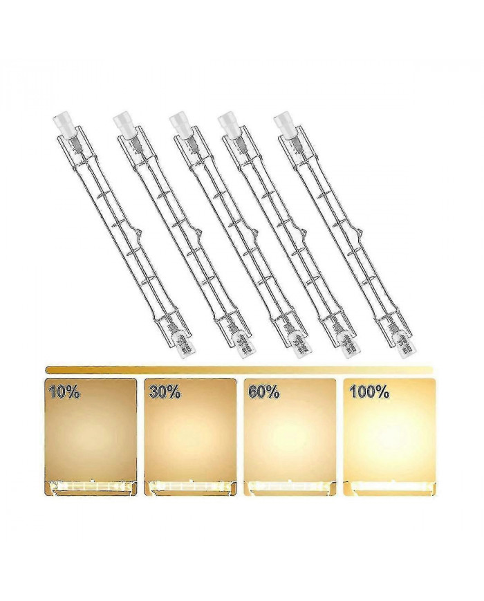 5 Pack R7s 118mm 300w 230v, r7s Ampoule linéaire halogène, lampe halogène dimmable pour la construction Wo