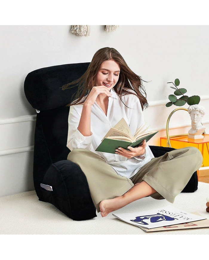 Oreiller de lecture, oreiller de dossier, oreiller de repose-dos pour s’asseoir au lit, grand dossier adulte avec [...]