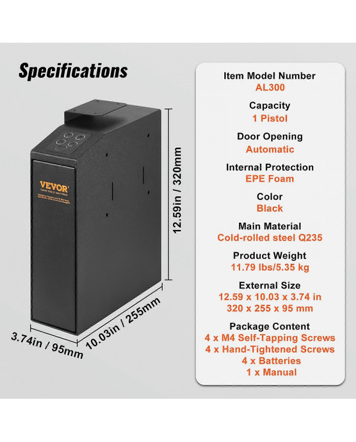 Coffre-fort pour pistolet monté, coffre-fort biométrique pour pistolet avec trois voies d’accès rapide aux [...]