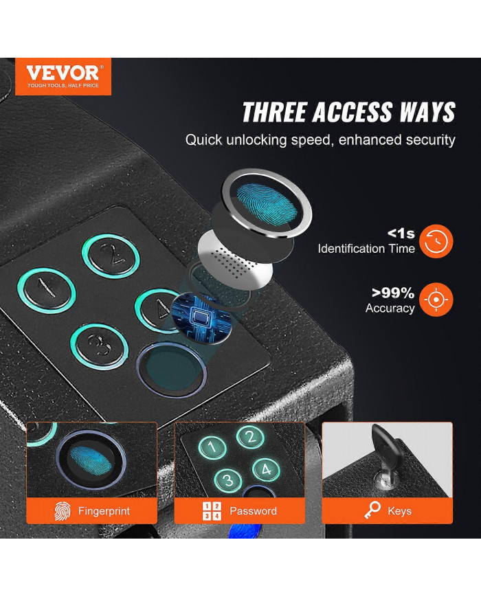 Coffre-fort pour pistolet monté, coffre-fort biométrique pour pistolet avec trois voies d’accès rapide aux [...]