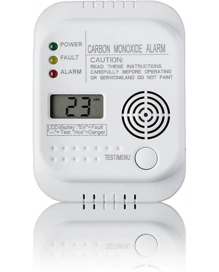 Détecteur de monoxyde de carbone, alimenté par batterie, détecteur de gaz avec affichage et jauge de température