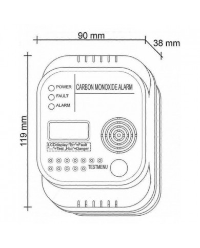 Détecteur de monoxyde de carbone, alimenté par batterie, détecteur de gaz avec affichage et jauge de température