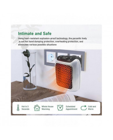 Mini radiateur soufflant, prise de radiateur soufflant, chauffage à prise, radiateur soufflant, 800 watts, prise [...]