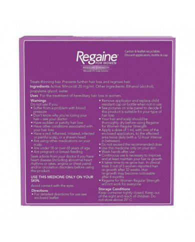 Regaine Pour les femmes Solution de croissance des cheveux et de perte de cheveux - 60ml 1 mois d’approvisionnement
