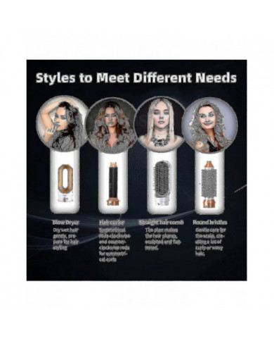 5 en 1 Hair Styler, airwrap Air Styler avec sèche-cheveux brosse à air chaud, lisseur Wrapper (Gol blanc