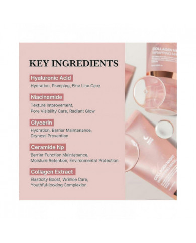 Masque facial peel off enveloppant de nuit au collagène, masque enveloppant de nuit au collagène, masque facial au [...]