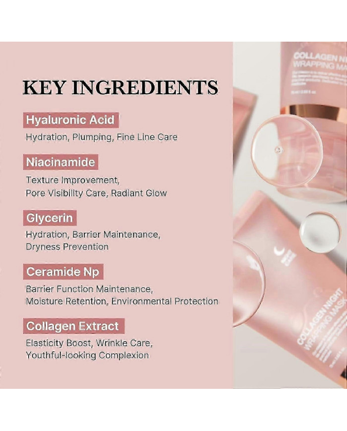 Masque facial peel off enveloppant de nuit au collagène, masque enveloppant de nuit au collagène, masque facial au [...]